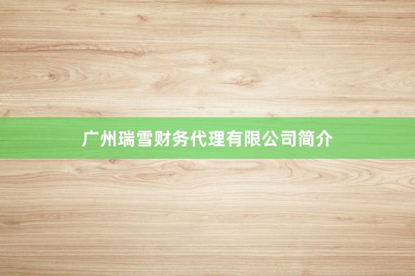 广州瑞雪财务代理有限公司简介
